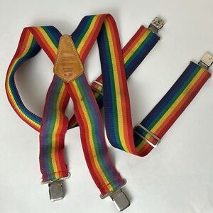 Vintage wide RAINBOW colorful suspenders fun custom no 110